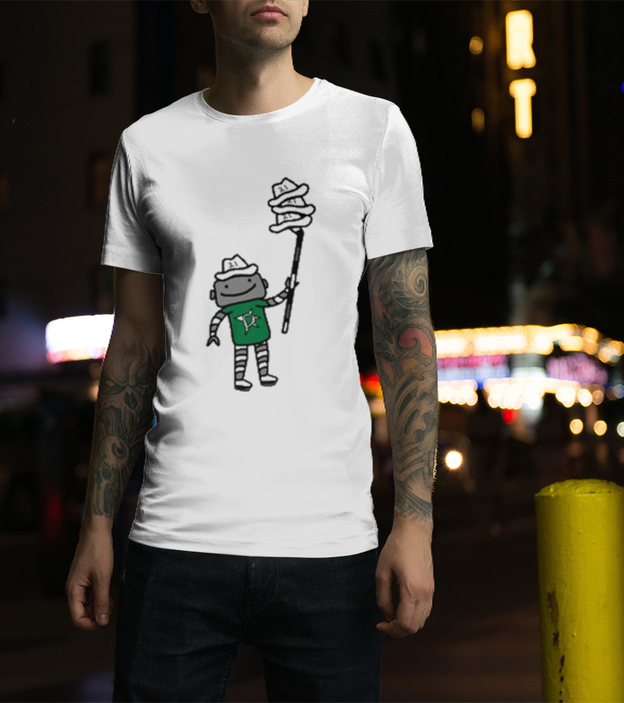 Dallas Stars Robo Hatty Character With Three Hats On Stick T-Shirt