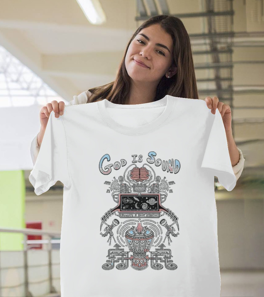 Always A Hoot Studios God Is Sound Abstract Musical T-Shirt
