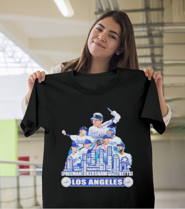 Los Angeles Dodgers 2024 Players Freeman Smith Kershaw Betts Skyline T-Shirt