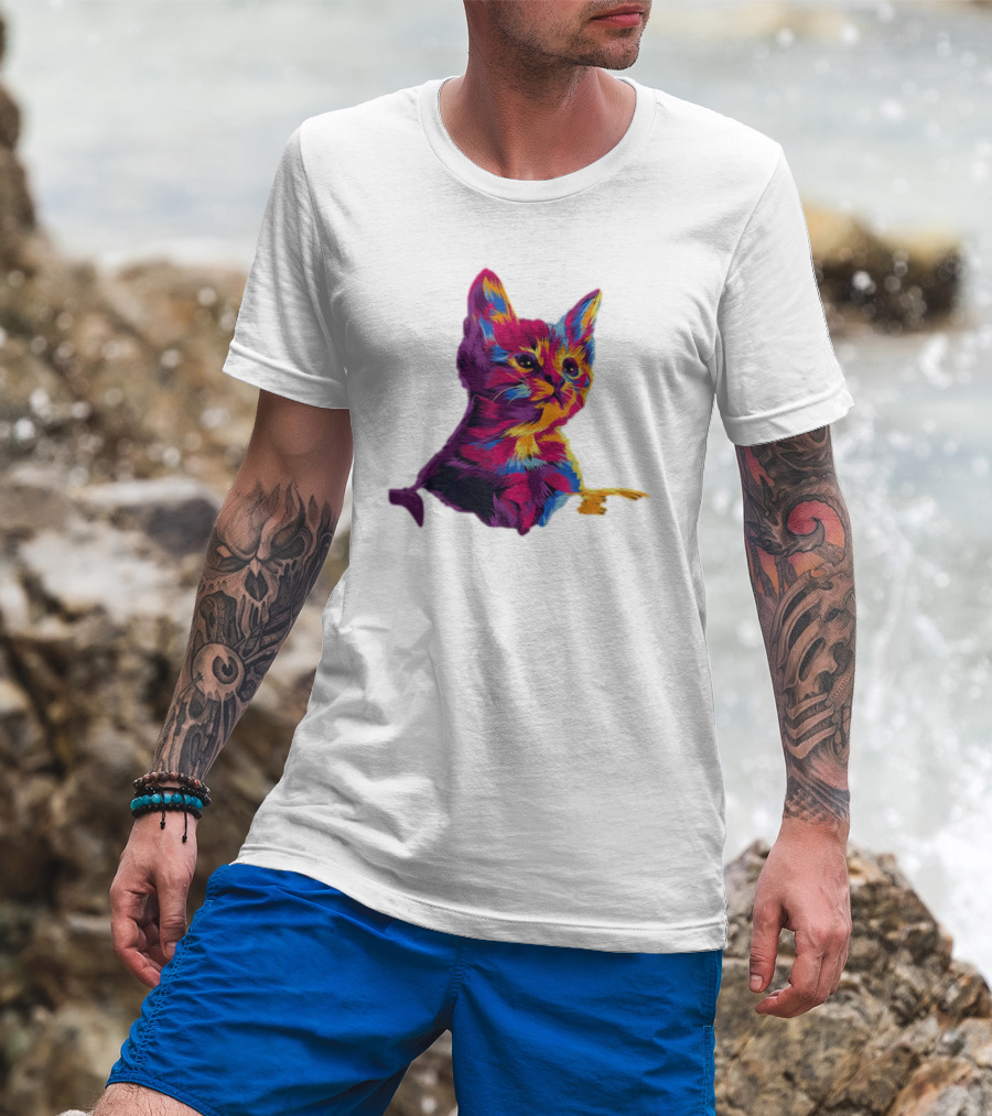 Kitten Colorful Art For Cat Lovers T-Shirt