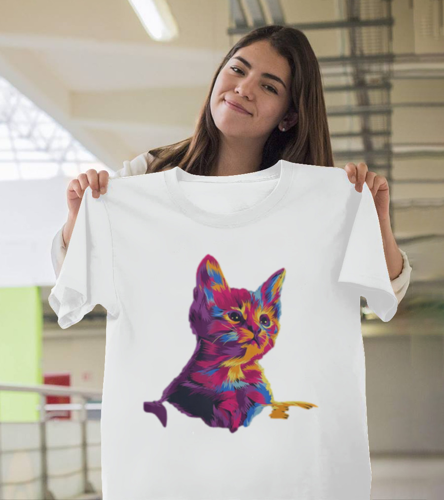 Kitten Colorful Art For Cat Lovers T-Shirt