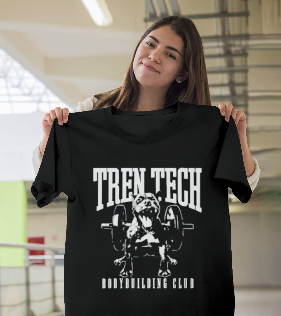 TREN TECH Bodybuilding Club Bulldog With Barbell T-Shirt