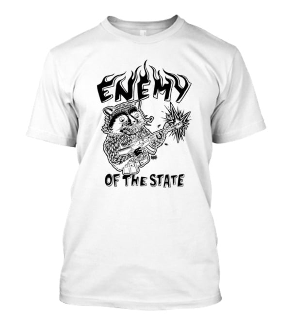 Punkwithacamera Enemy Of The State Raccoon With Flamethrower T-Shirt