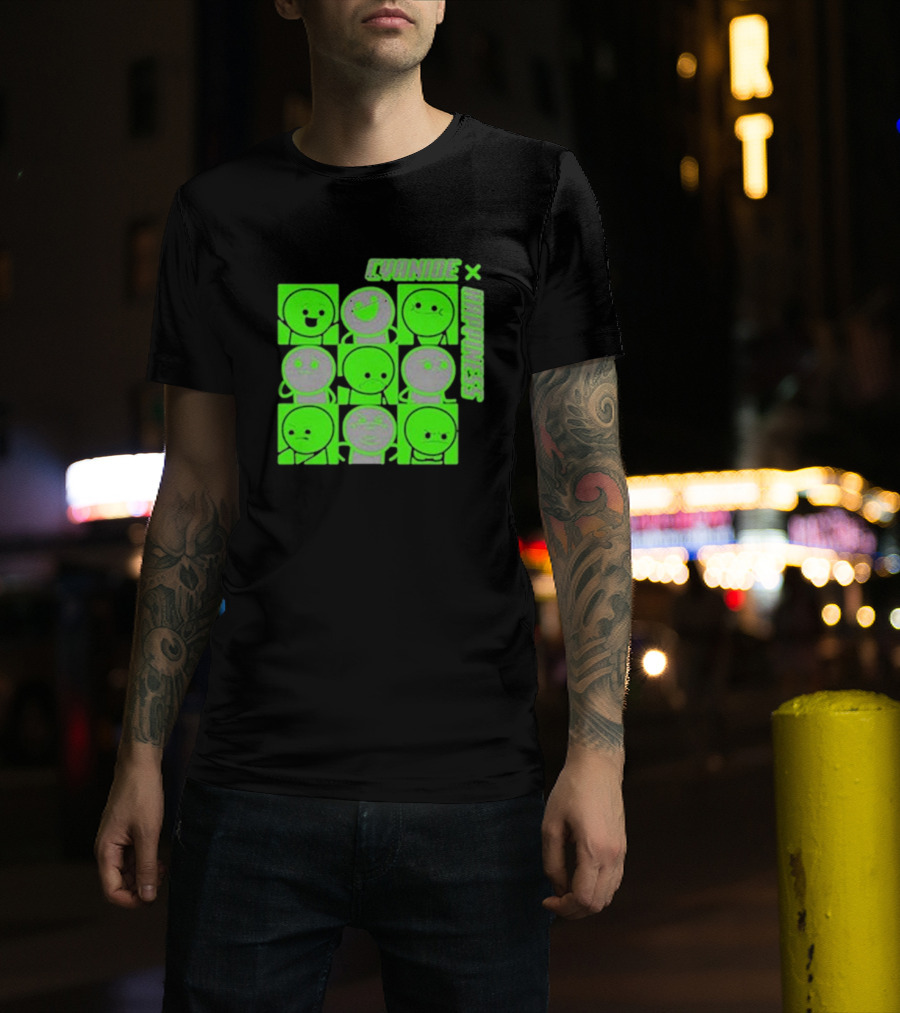 Cyanide X Happiness Neon Green Faces T-Shirt