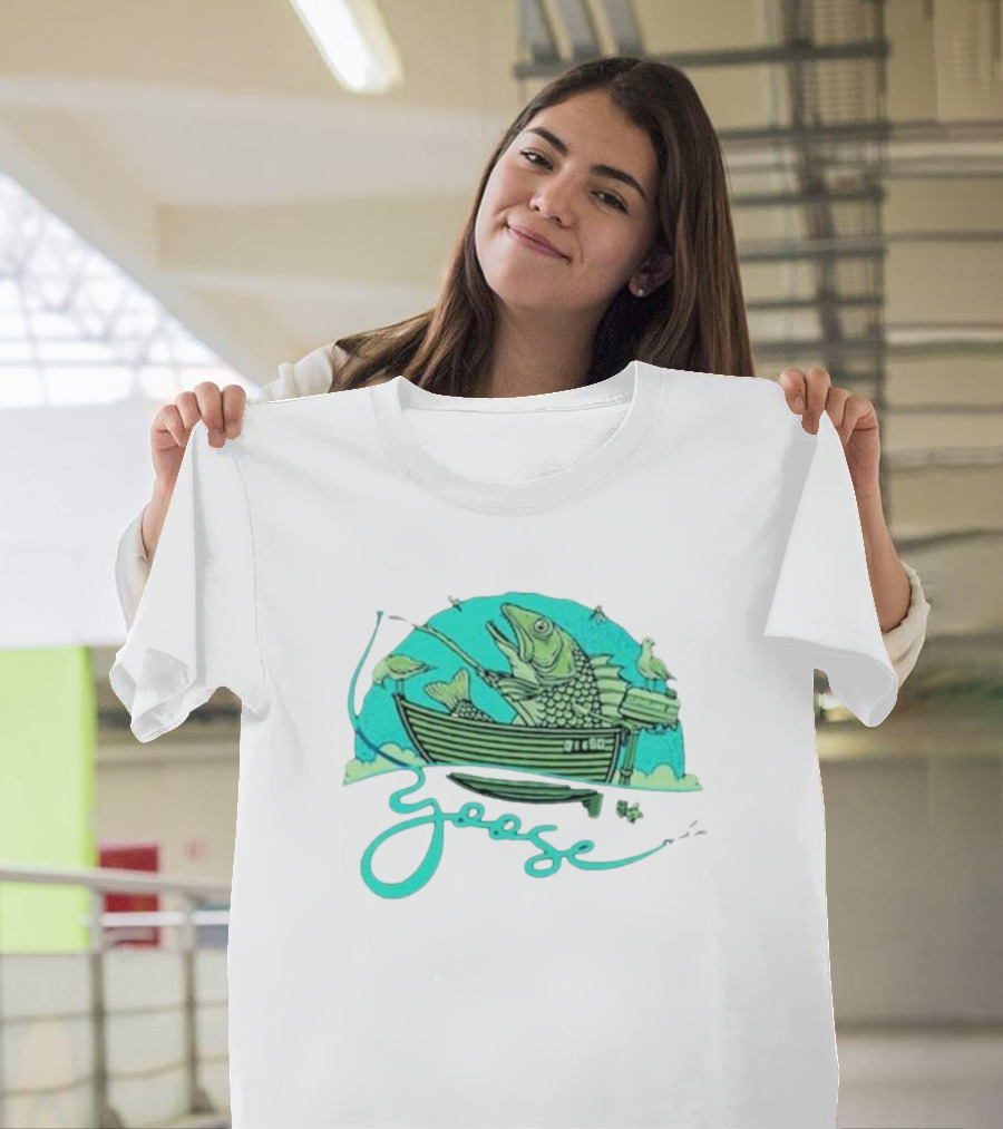 Goose June 16 2024 Cleveland Jacobs Pavilion Concert Big Fish Boat and Bird T-Shirt