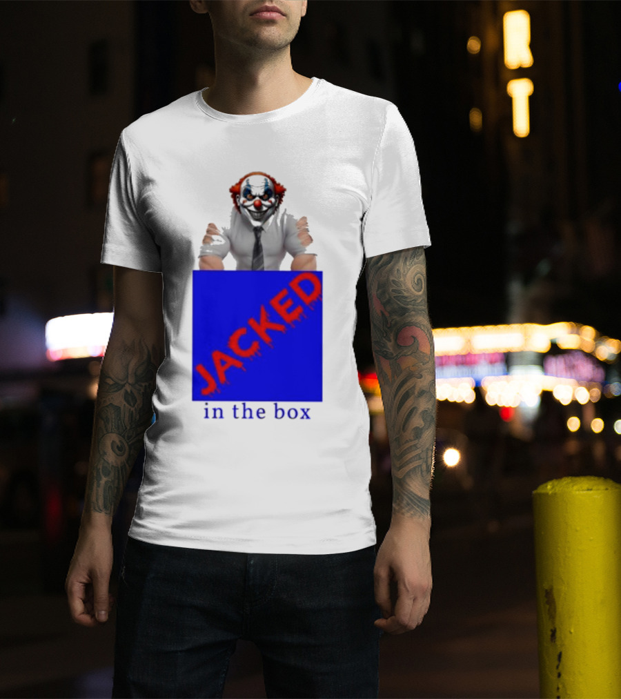 JACKED In The Box Clown Concept With Red-Blue Contrast T-Shirt