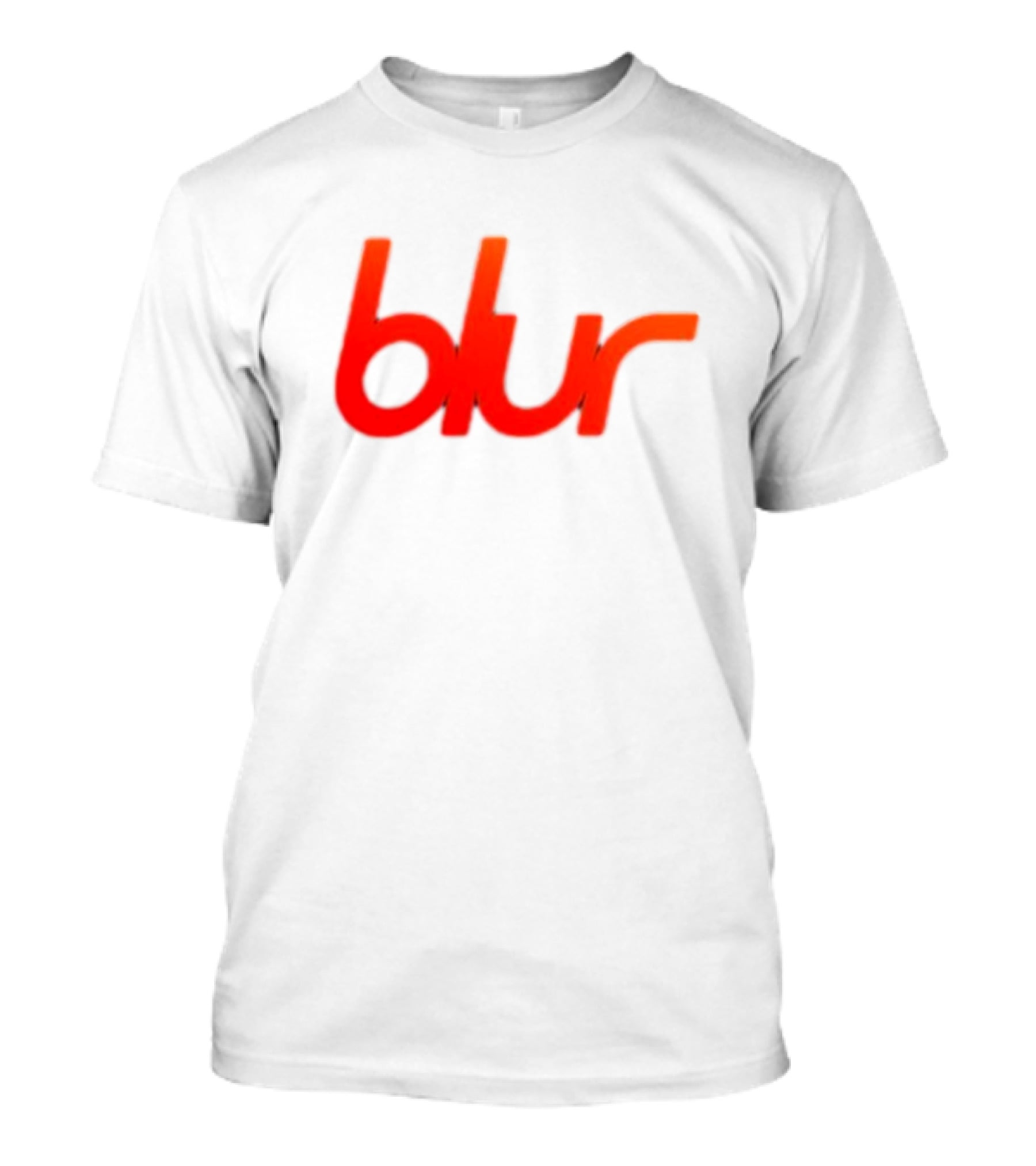 Blur Red-Orange Text Navy Blue T-Shirt
