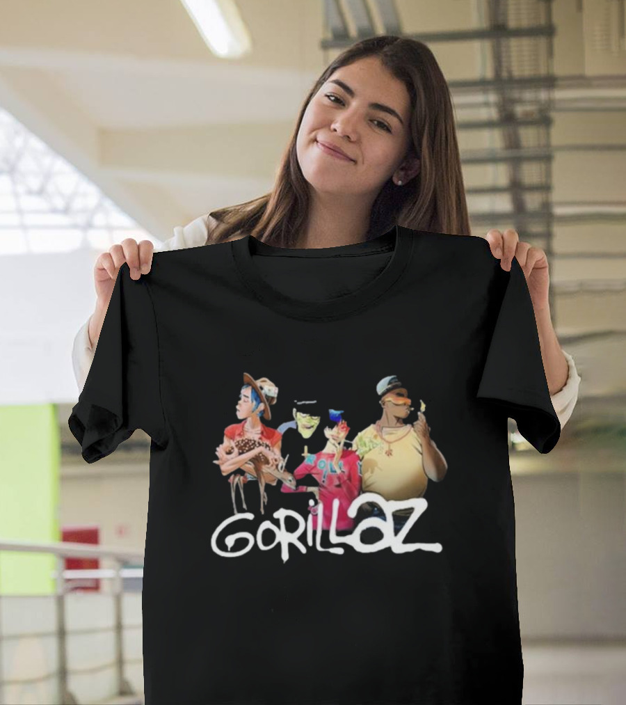 Gorillaz Band Characters With Deer Stonewashed T-Shirt