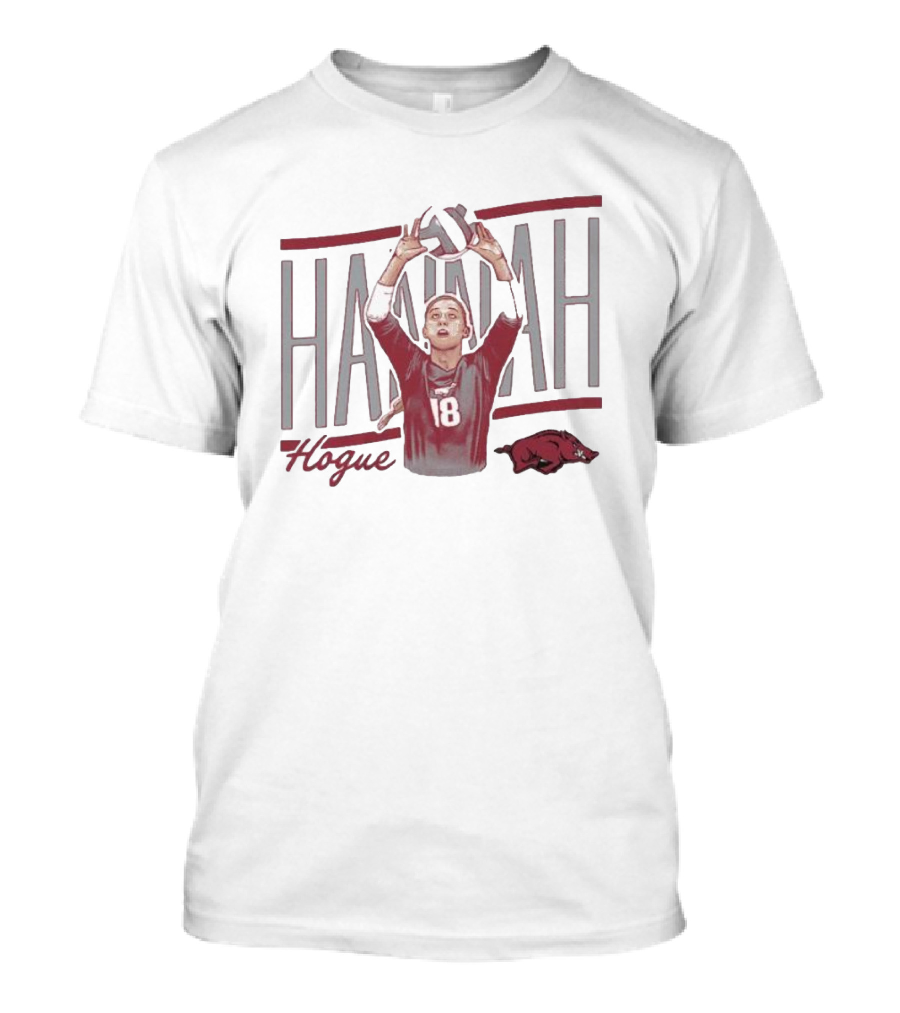 Hannah Hogue Volleyball Number 18 Razorback T-Shirt