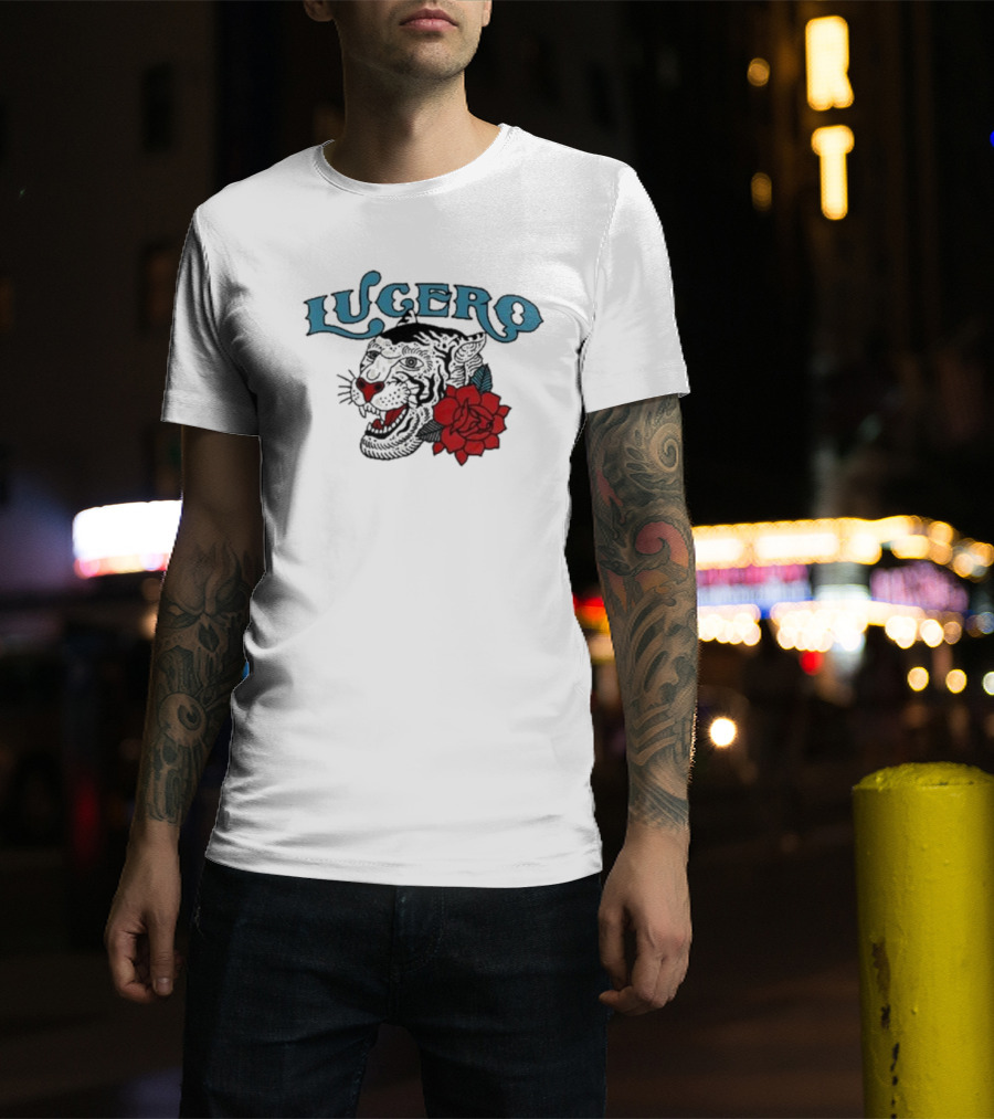 Lucero Panther With Red Rose Tattoo T-Shirt