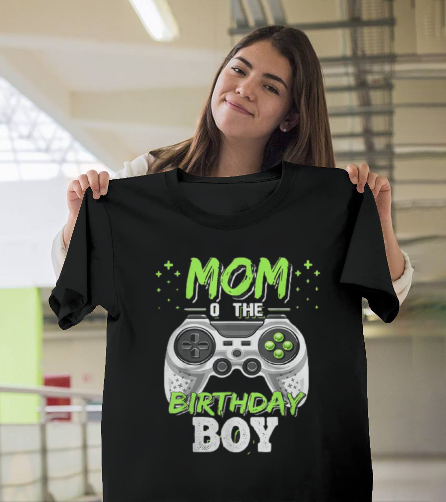 Mom of the Birthday Boy Video Gamer Party Controller Matching T-Shirt