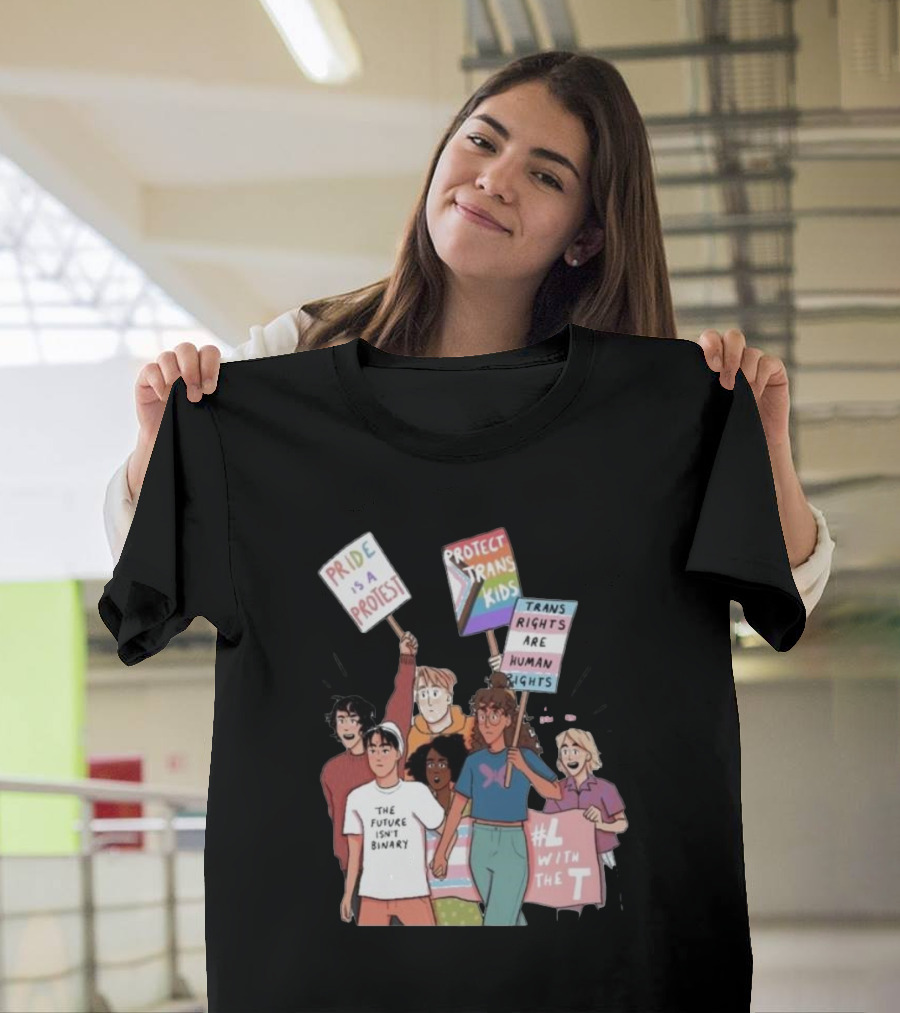 Heartstopper Pride Protest The Future Isn't Binary Protect Trans Kids Rights T-Shirt