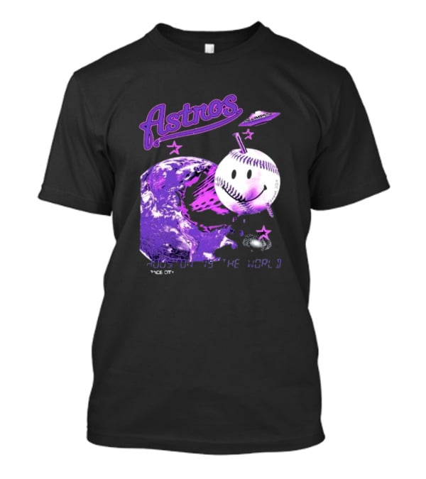 Astros Houston Cosmic Baseball World Space City Iconic Smiley Planetary Galaxy T-Shirt