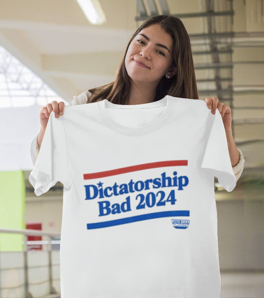 Dictatorship Bad 2024 Wavy Red Blue Lines T-Shirt