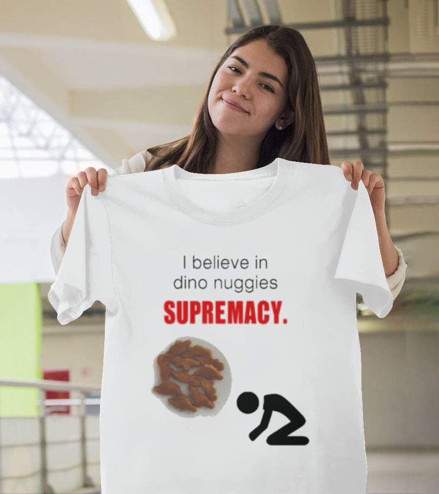 I Believe In Dino Nuggies Supremacy Iconic Silhouette Kneeling T-Shirt