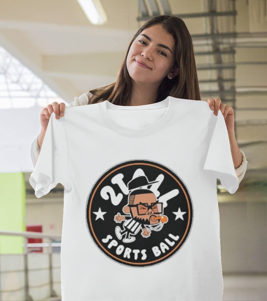 2Tall Sports Ball Referee Cartoon With Whistle And Stars T-Shirt