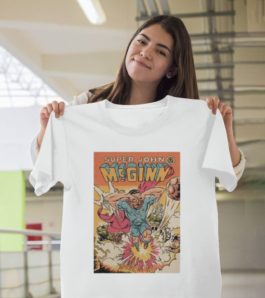 Super John McGinn Flying Hero Soccer Explosion Action Comic T-Shirt
