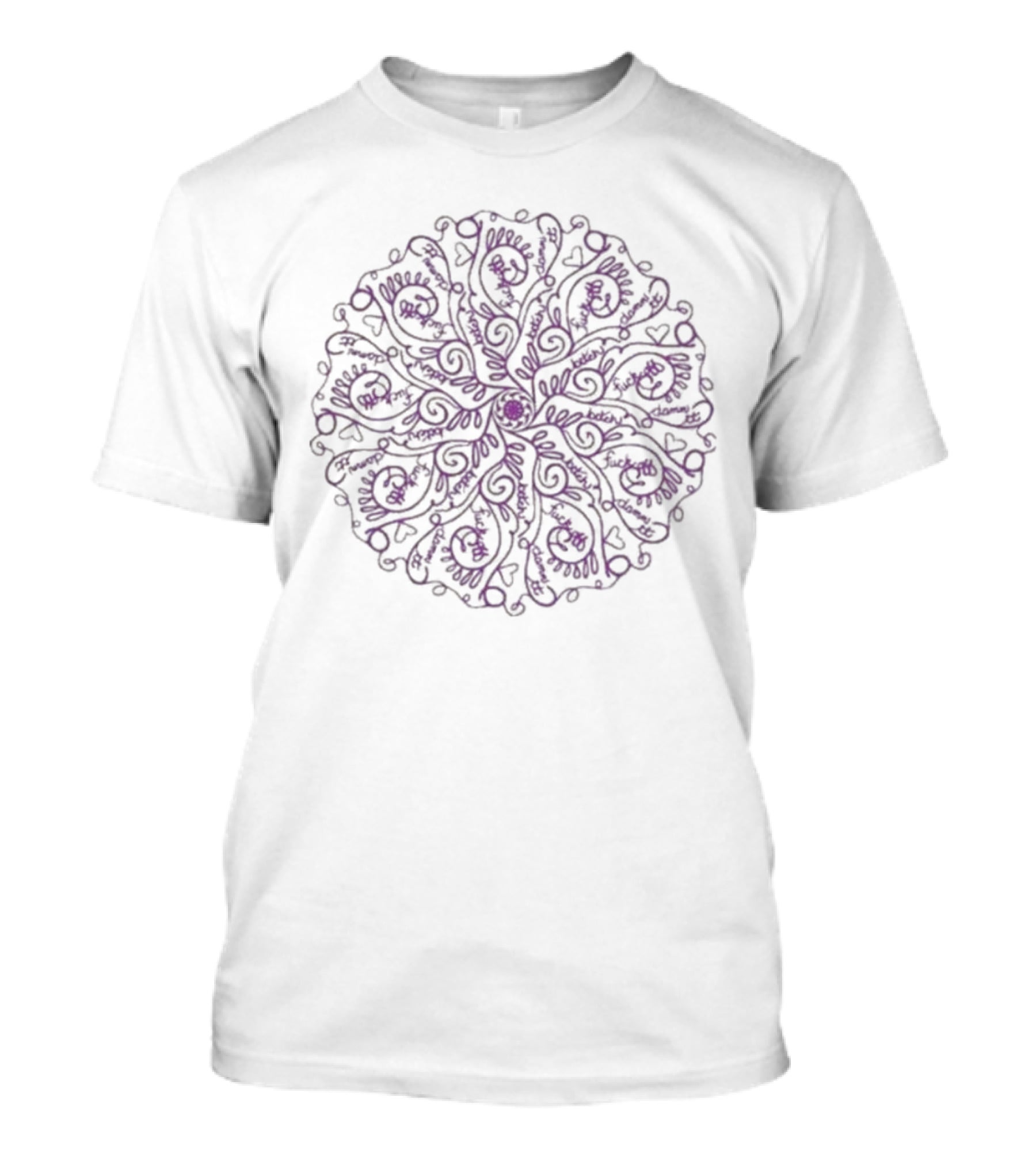 Swear Word Spirals On Intricate Mandala T-Shirt