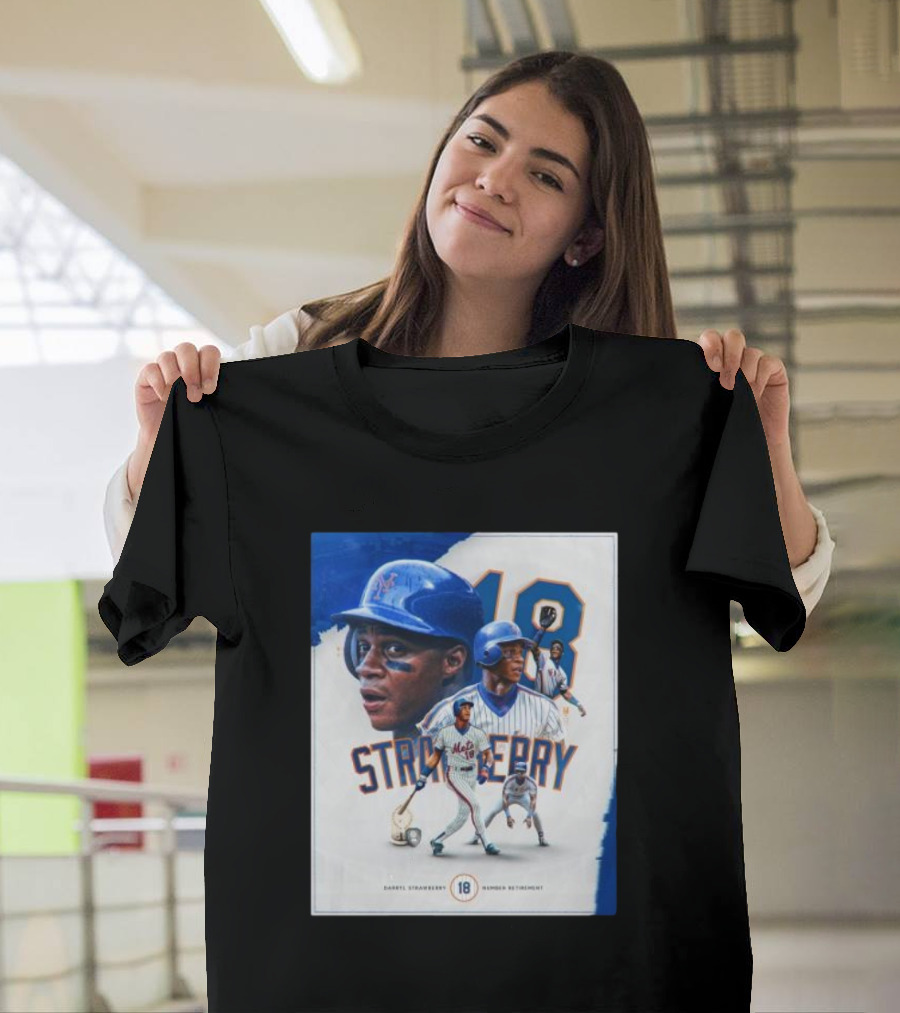 Darryl Strawberry Mets 18 Number Retirement Celebration With Iconic Baseball T-Shirt