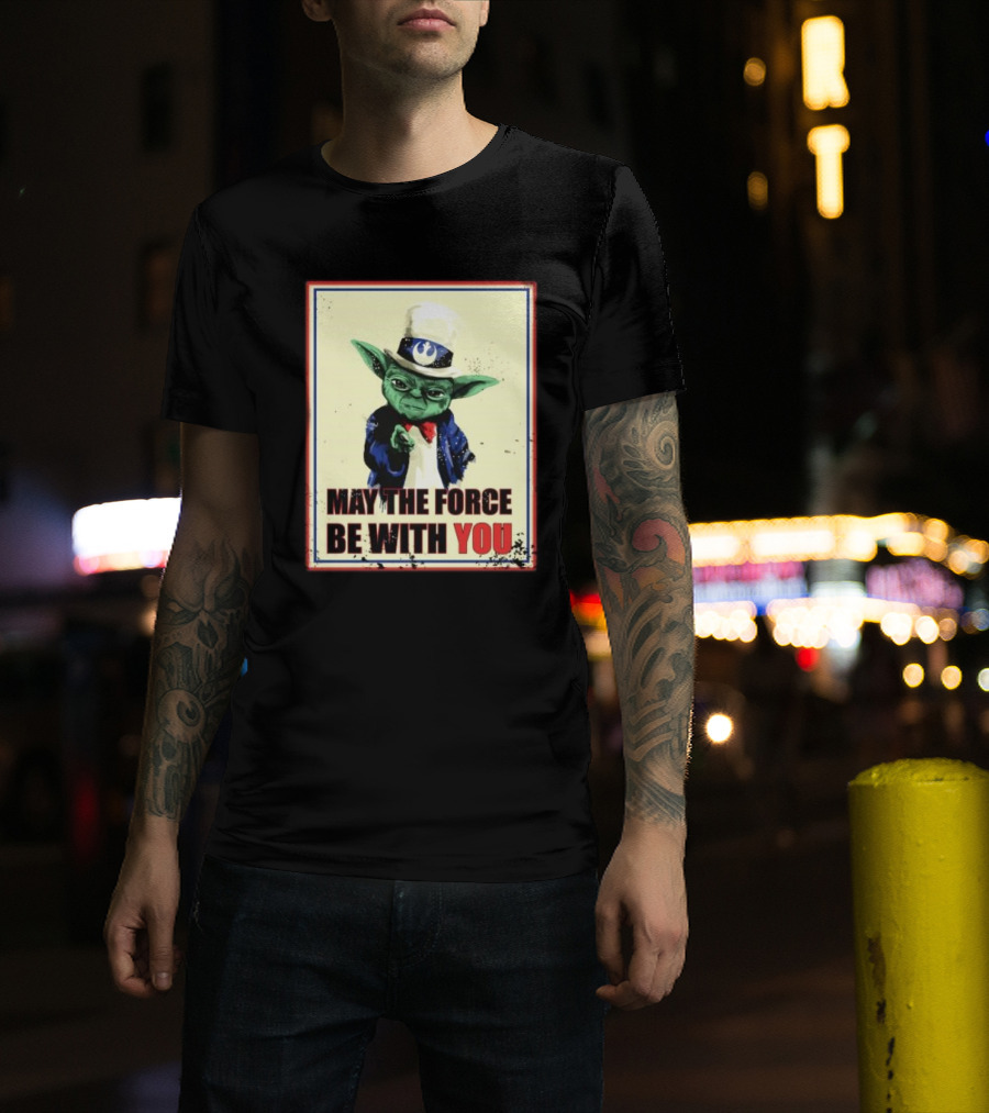 Baby Yoda May The Force Be With You Uncle Sam T-Shirt