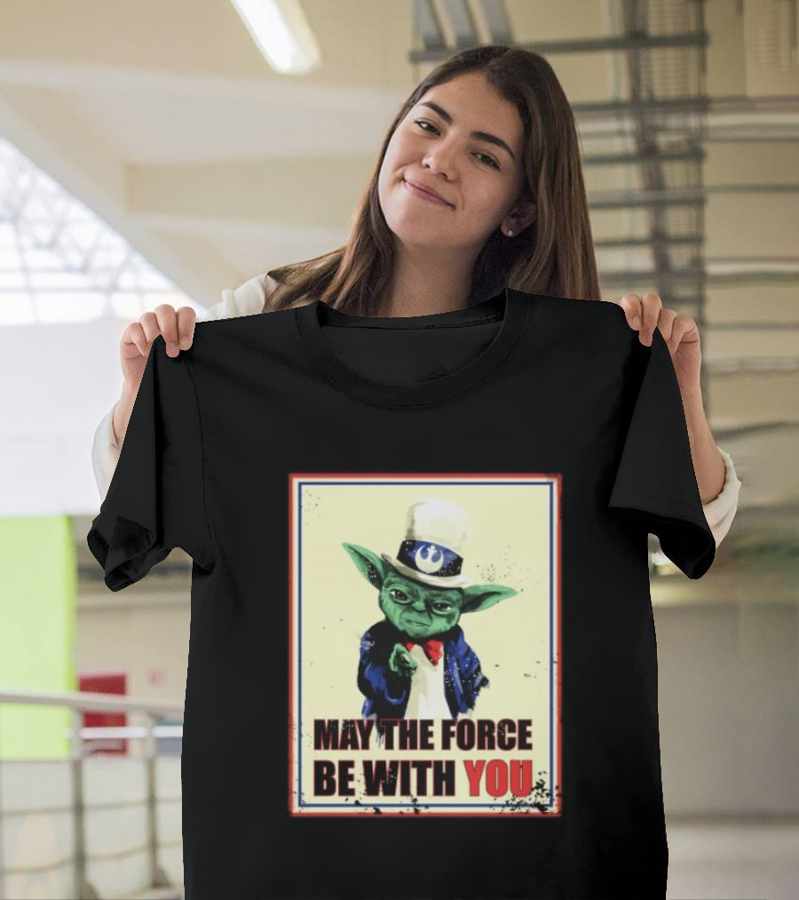 Baby Yoda May The Force Be With You Uncle Sam T-Shirt