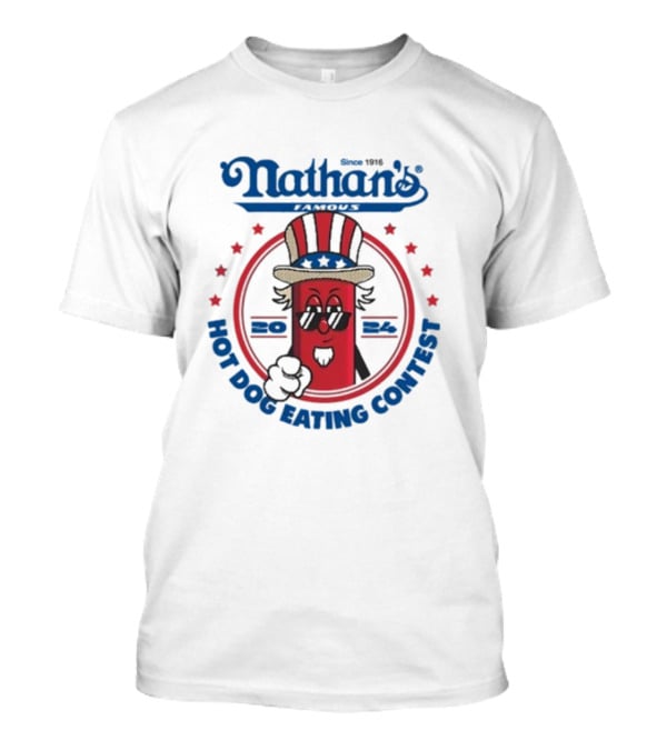 Nathan's Famous Hot Dog Eating Contest Uncle Sam Red Character T-Shirt