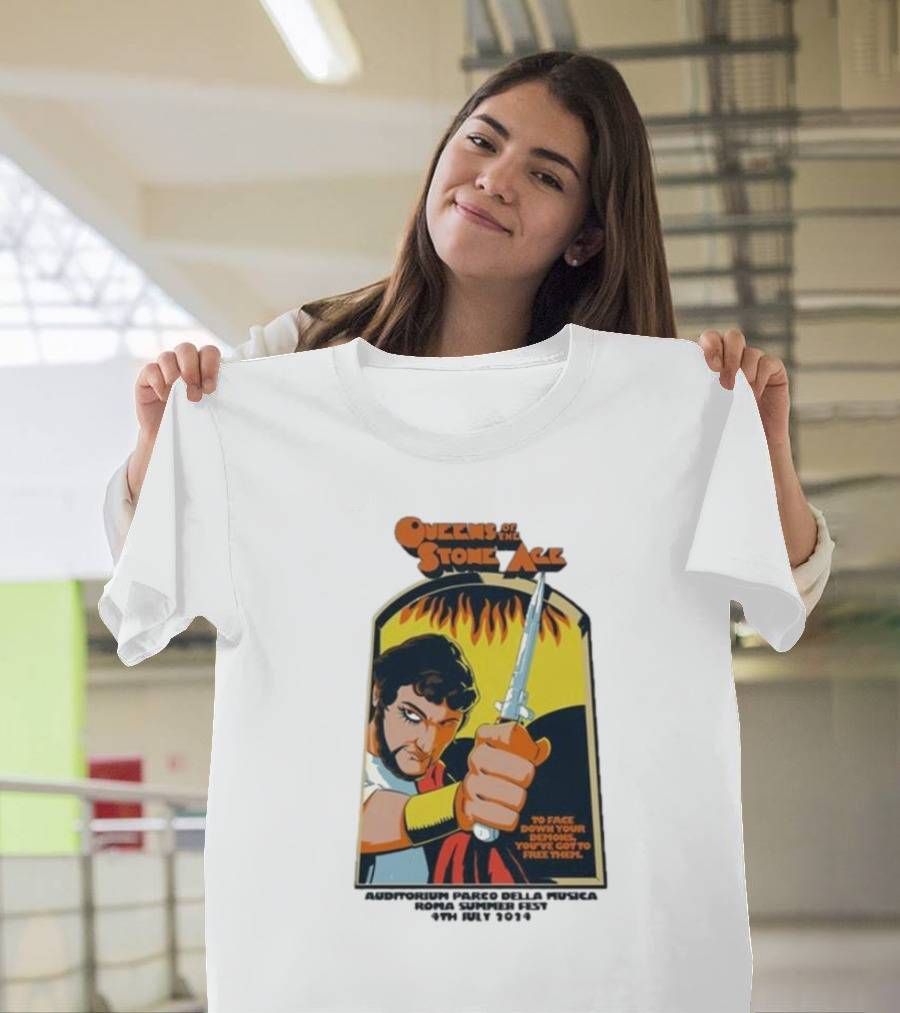 Queens Of The Stone Age Summer Festival 2024 Rome Auditorium Parco Della Musica Vintage Comic T-Shirt