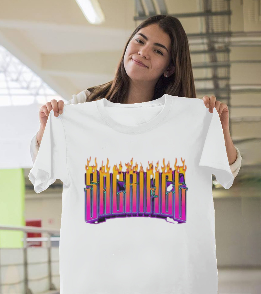 Sacrifice Hades Sunset Flame Text T-Shirt