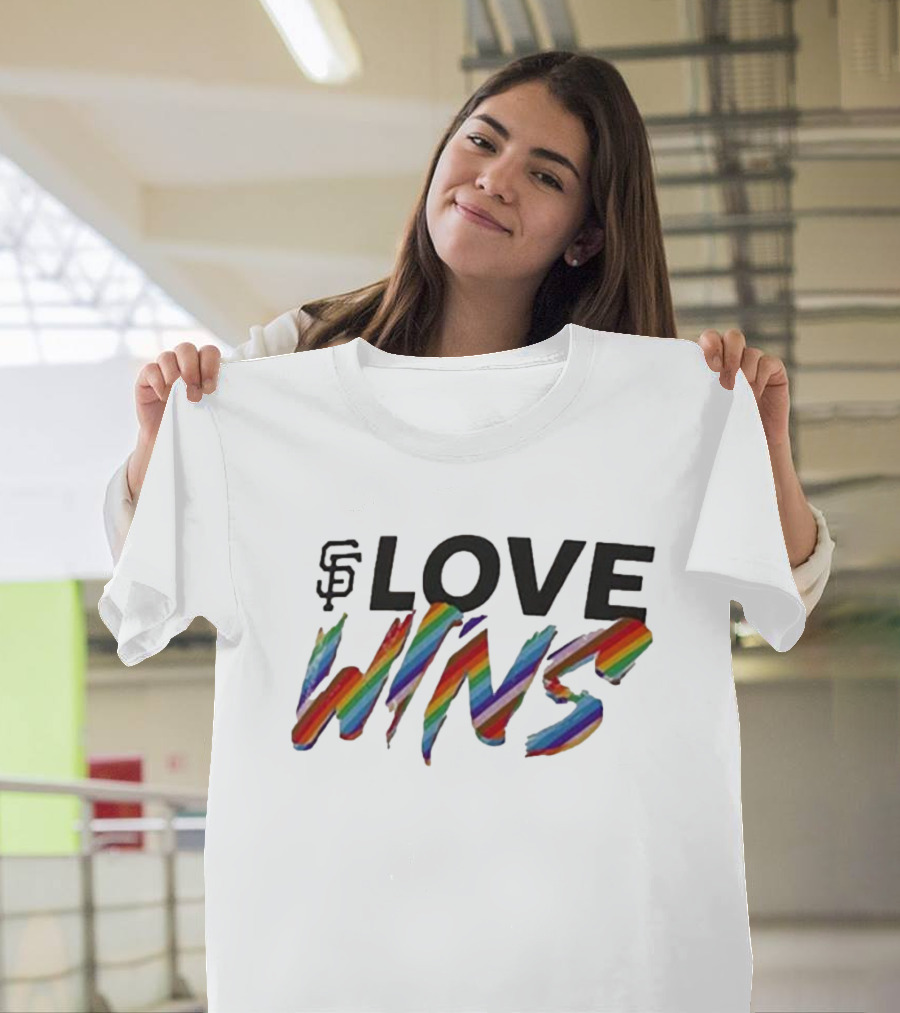San Francisco Giants Love Wins Rainbow Text Fanatics Branded T-Shirt