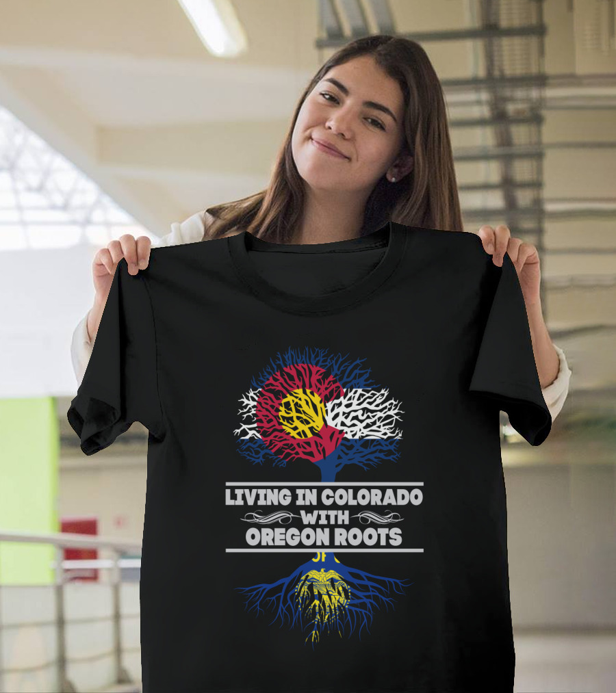 Colorado Flag Tree with Oregon Roots Connection T-Shirt