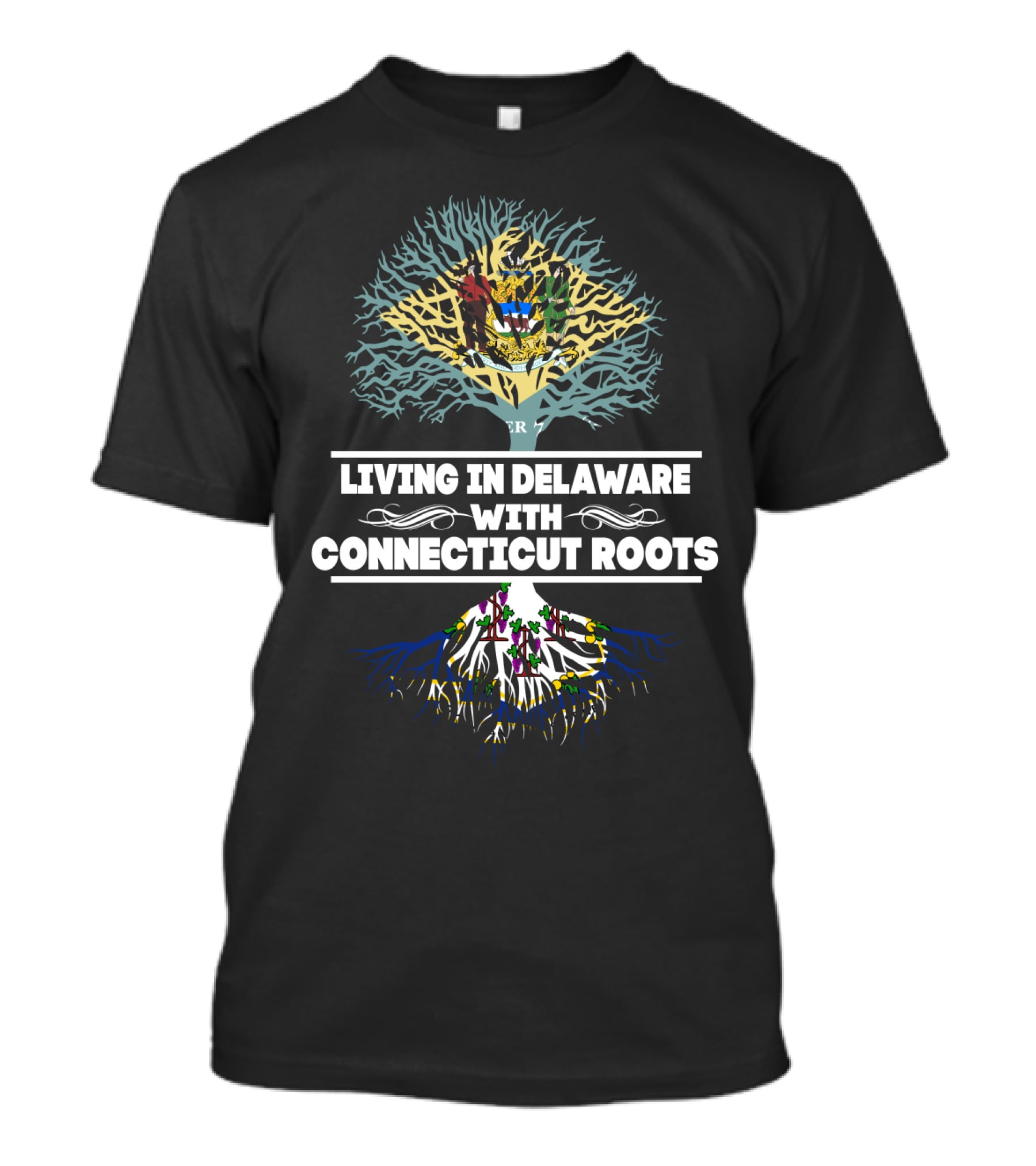Delaware Residency With Deep Connecticut Heritage Symbolized By Vibrant Tree T-Shirt