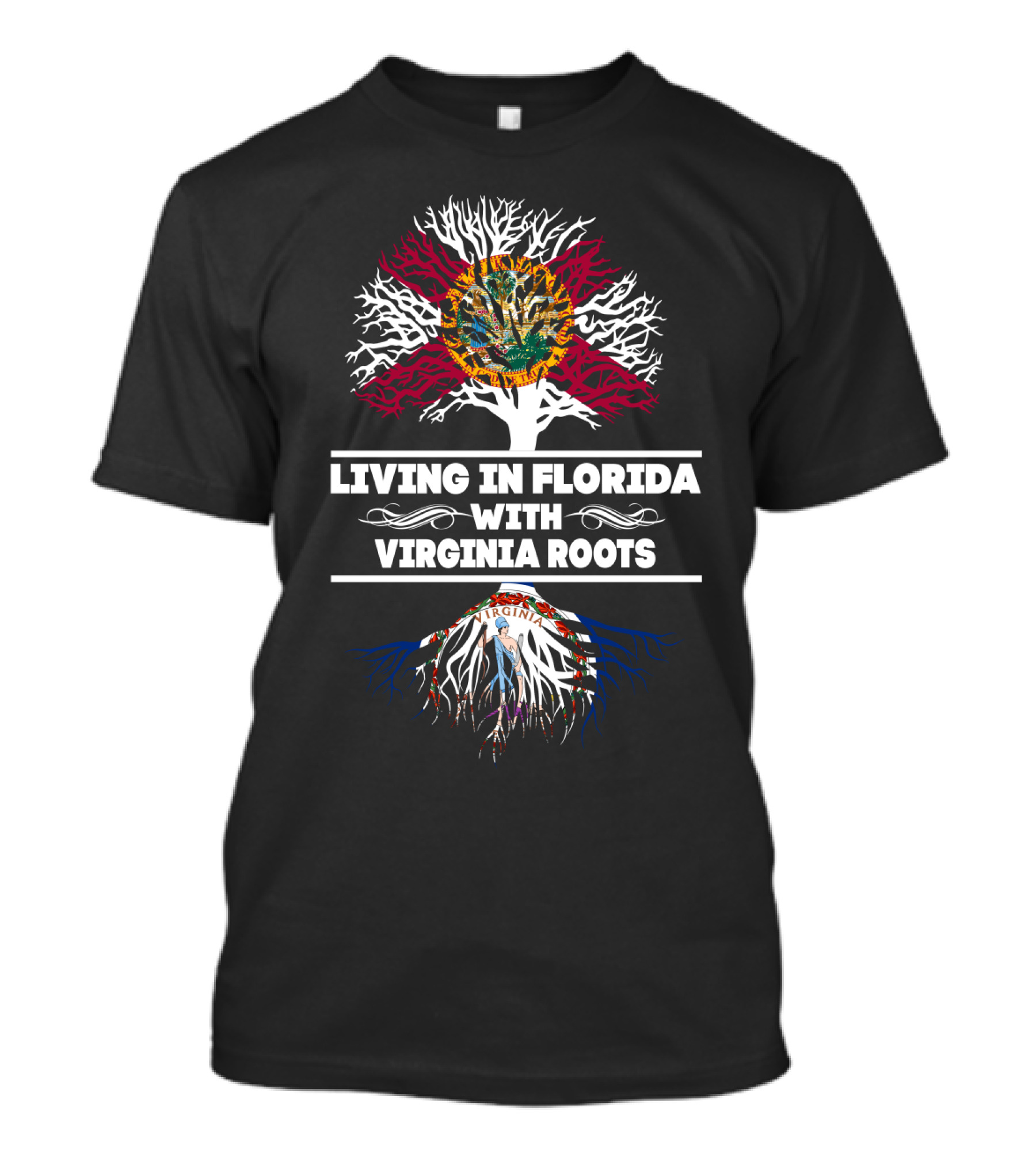 Florida Residency Embracing Deep Virginia Roots With State Symbols T-Shirt