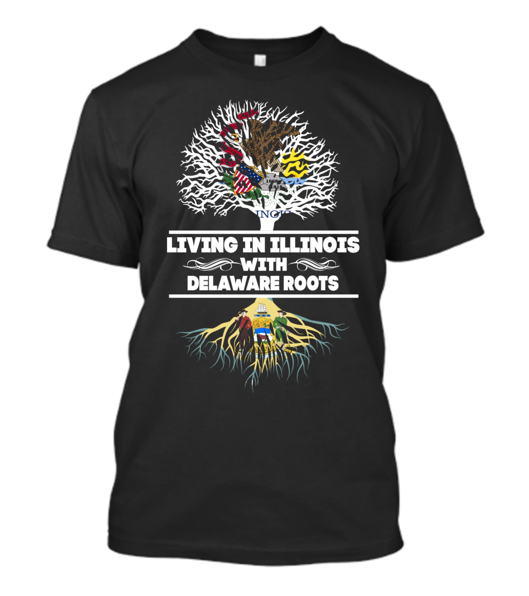 Illinois Life Blended With Delaware Heritage State Tree T-Shirt