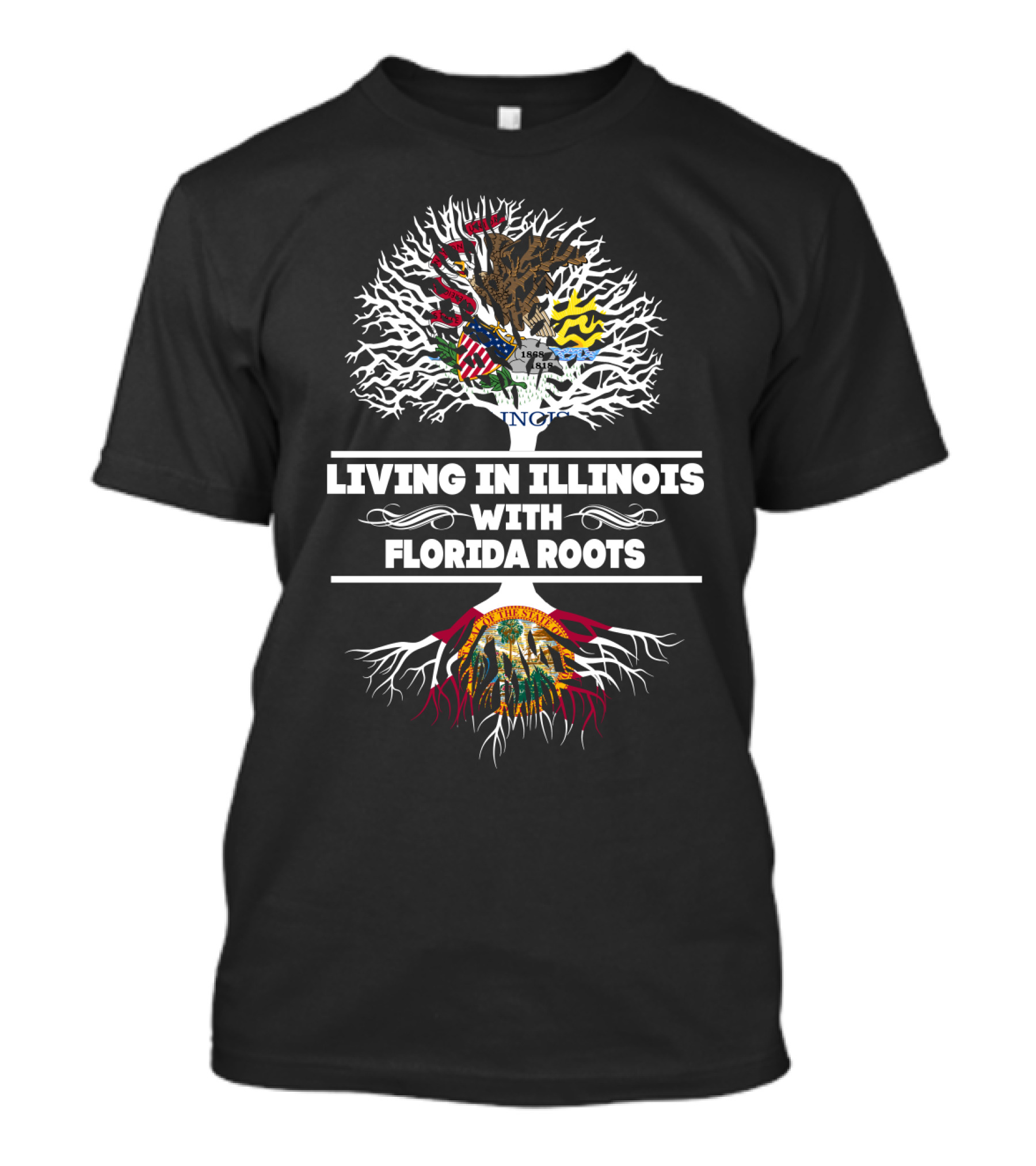 Living In Illinois With Strong Florida Roots Flag Tree T-Shirt