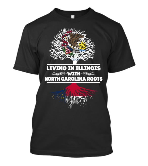 Illinois And North Carolina Heritage Tree - Living In Illinois With North Carolina Roots T-Shirt
