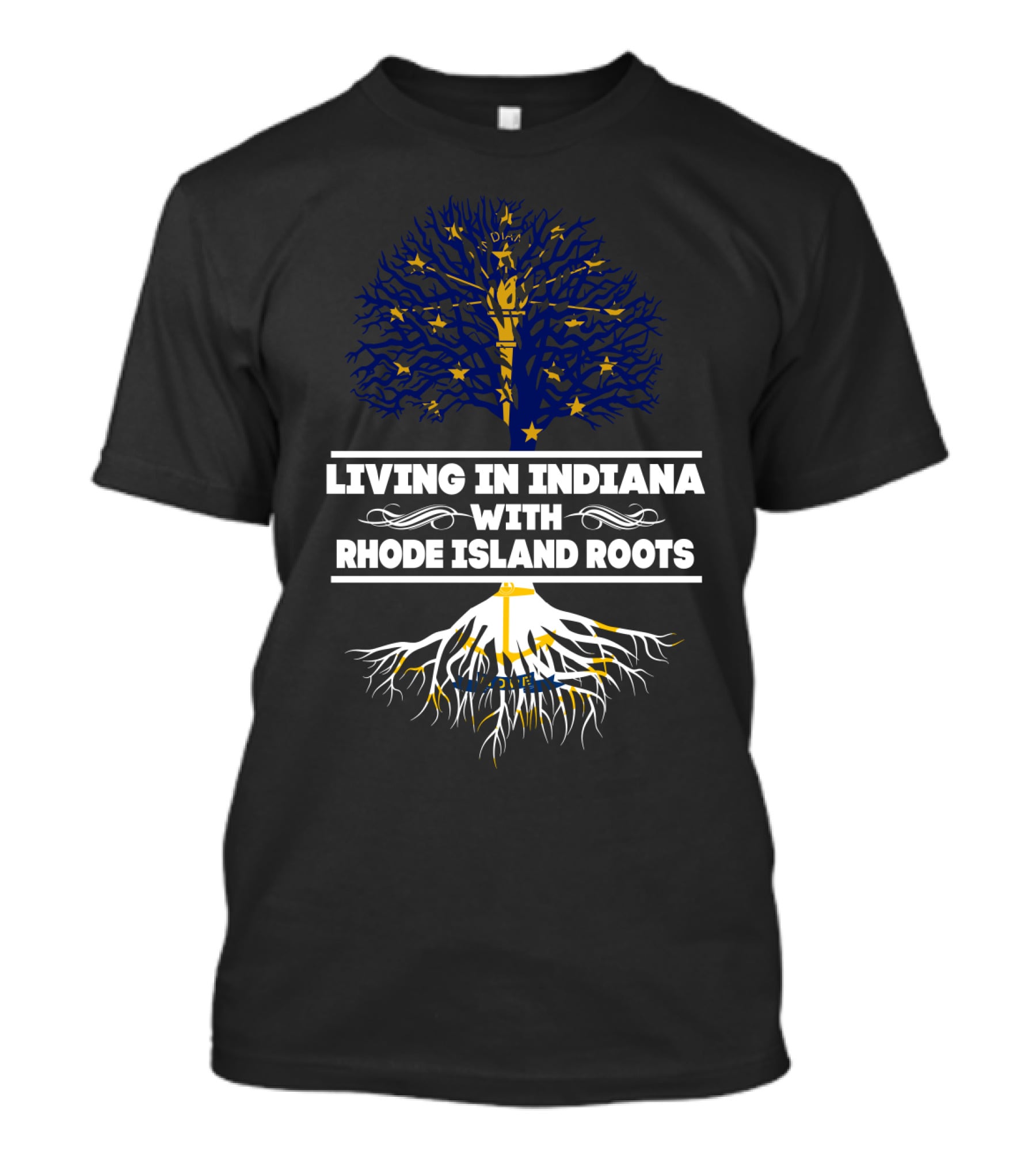Living In Indiana With Rhode Island Roots Starry Tree T-Shirt