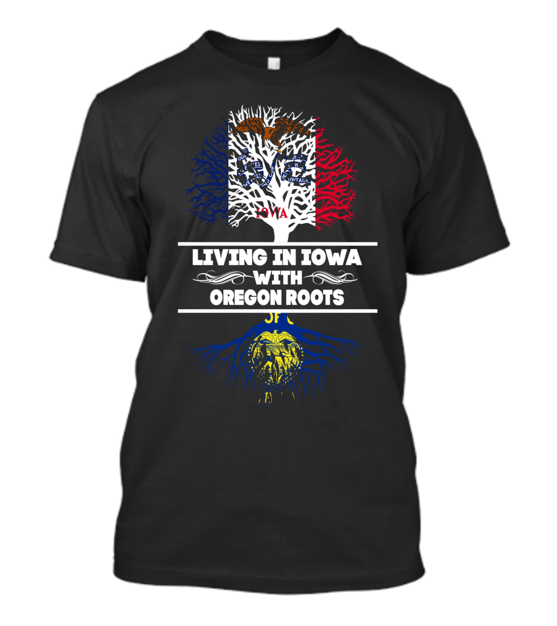 Iowa Pride With Oregon Heritage: Tree And Roots T-Shirt