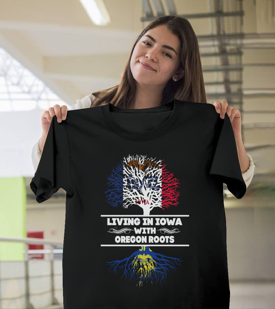 Iowa Pride with Oregon Heritage: Tree and Roots T-Shirt