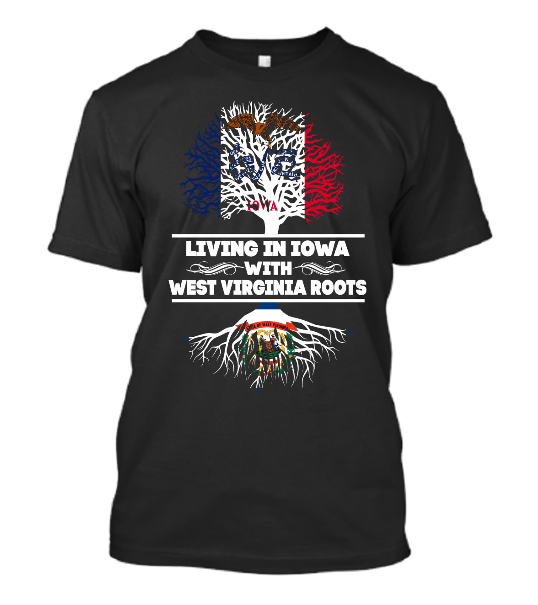 Iowa Living With Proud West Virginia Heritage Tree Flags Icons T-Shirt