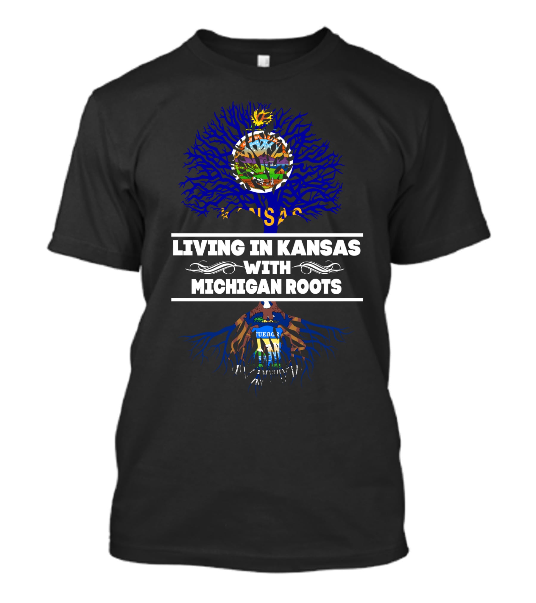 Kansas Life Embraced With Deep Michigan Roots Heritage T-Shirt