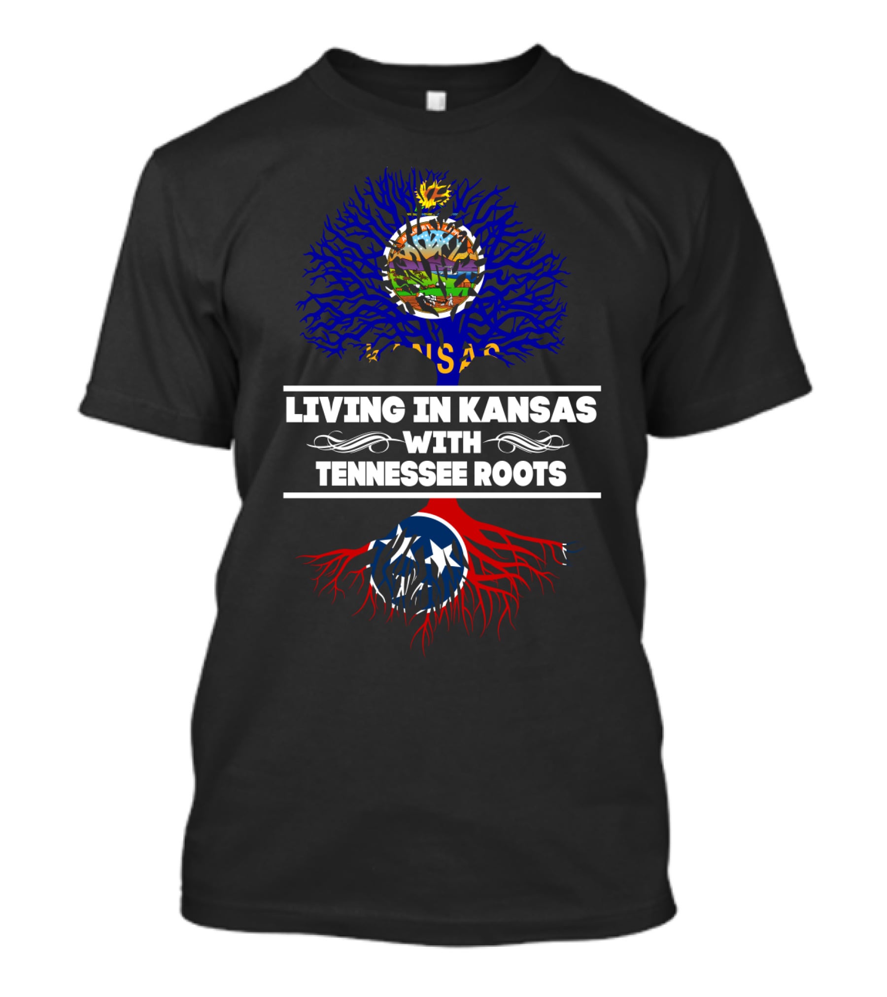 Kansas Heritage Meets Tennessee Connection With State Flag Roots T-Shirt