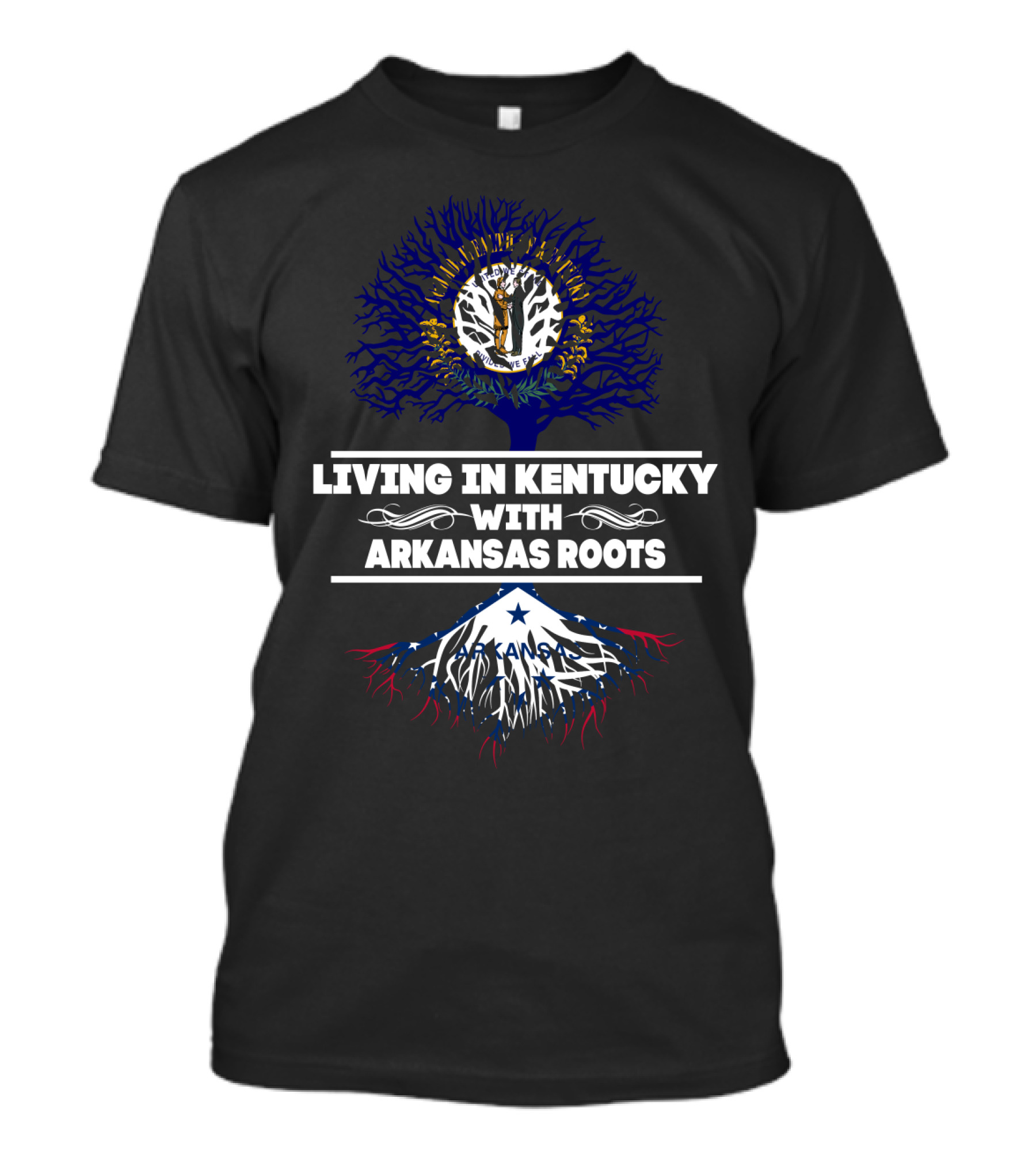 Kentucky And Arkansas Heritage Tree Design With State Roots Connection T-Shirt