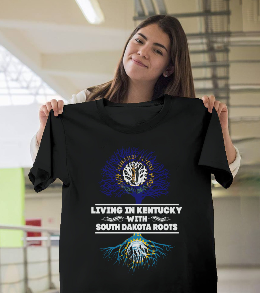 Living In Kentucky Proudly Embracing South Dakota Roots With Heritage Tree T-Shirt