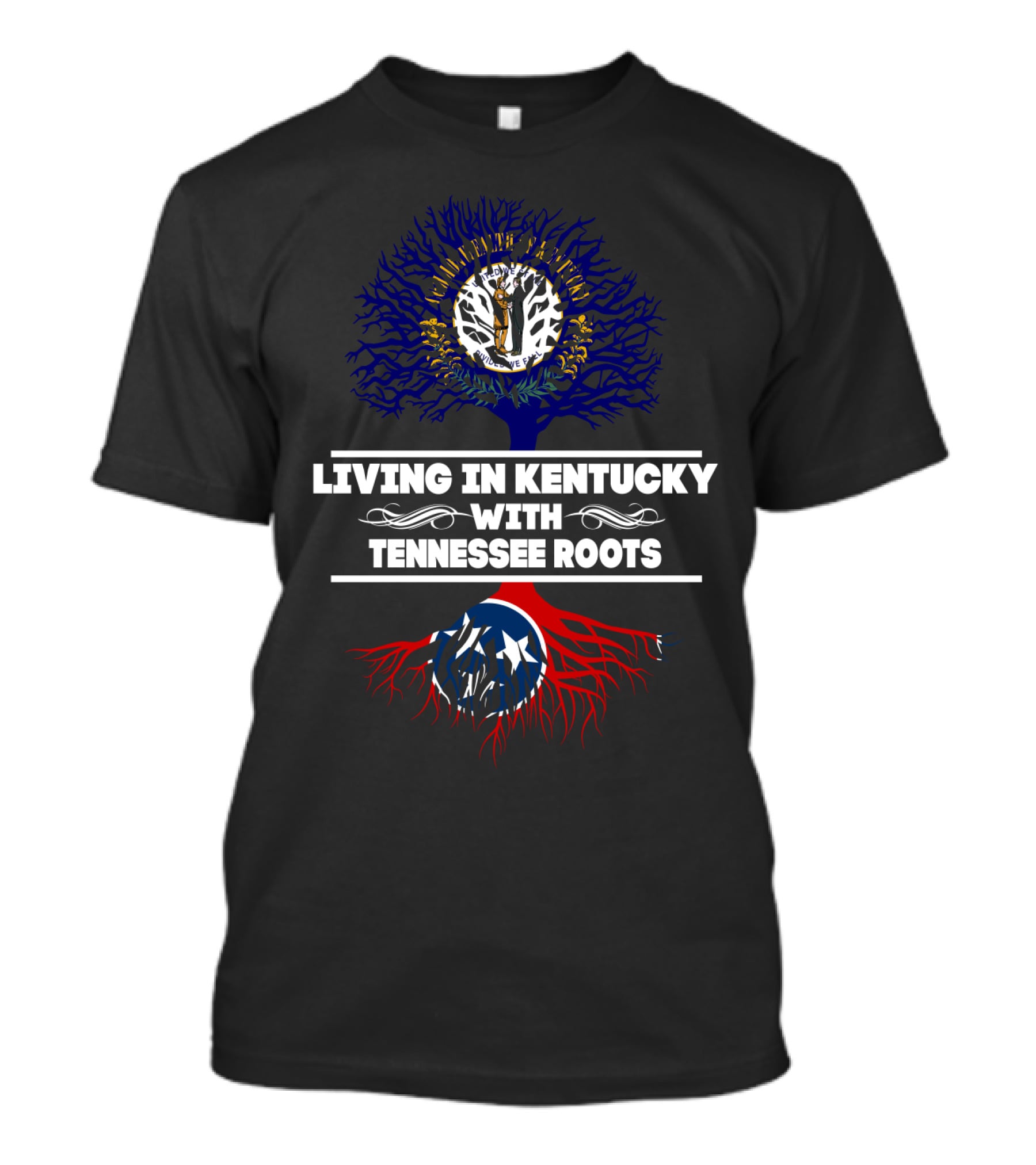 Kentucky Pride With Tennessee Heritage Tree And State Flags Roots T-Shirt