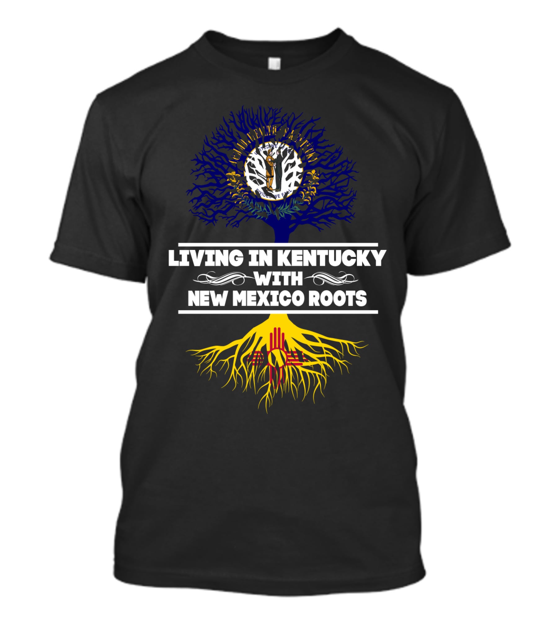 Living In Kentucky With New Mexico Roots Zia Symbol Tree T-Shirt