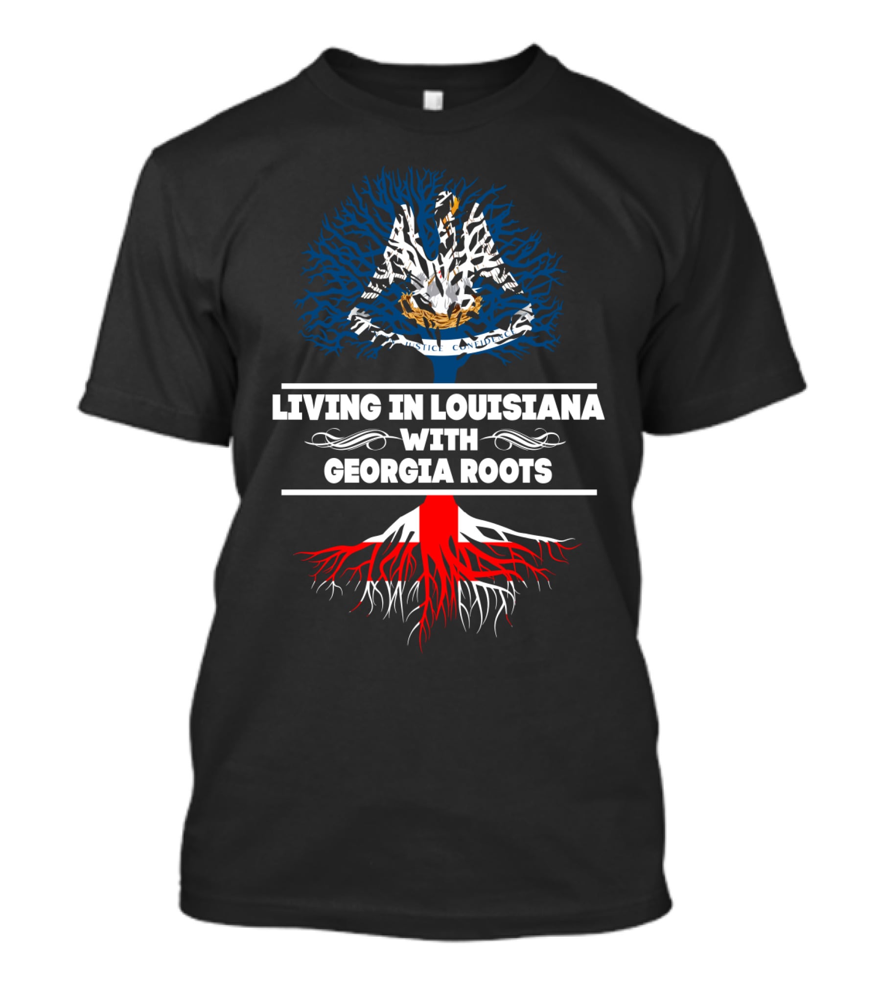 Living In Louisiana With Georgia Roots Pelican Seal Tree T-Shirt