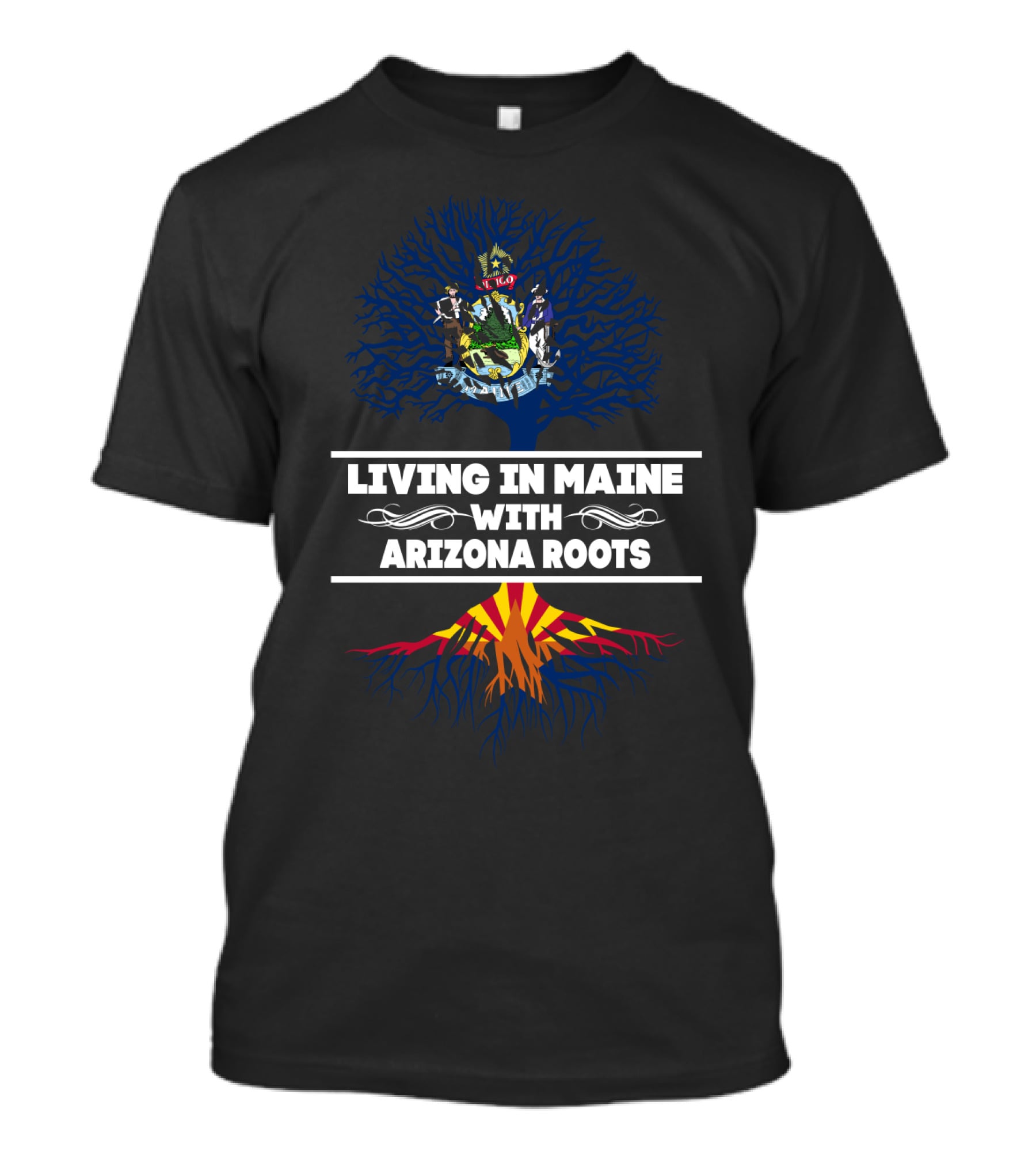 Maine Life Arizona Heritage Tree With State Colors T-Shirt
