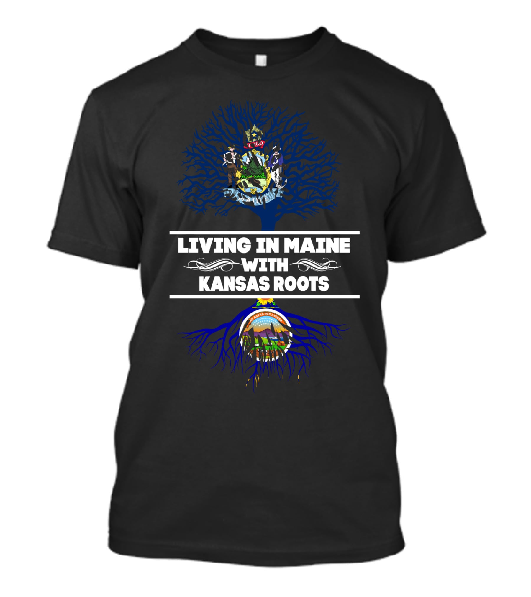 Maine Life Kansas Heritage State Seals Connection Tree T-Shirt