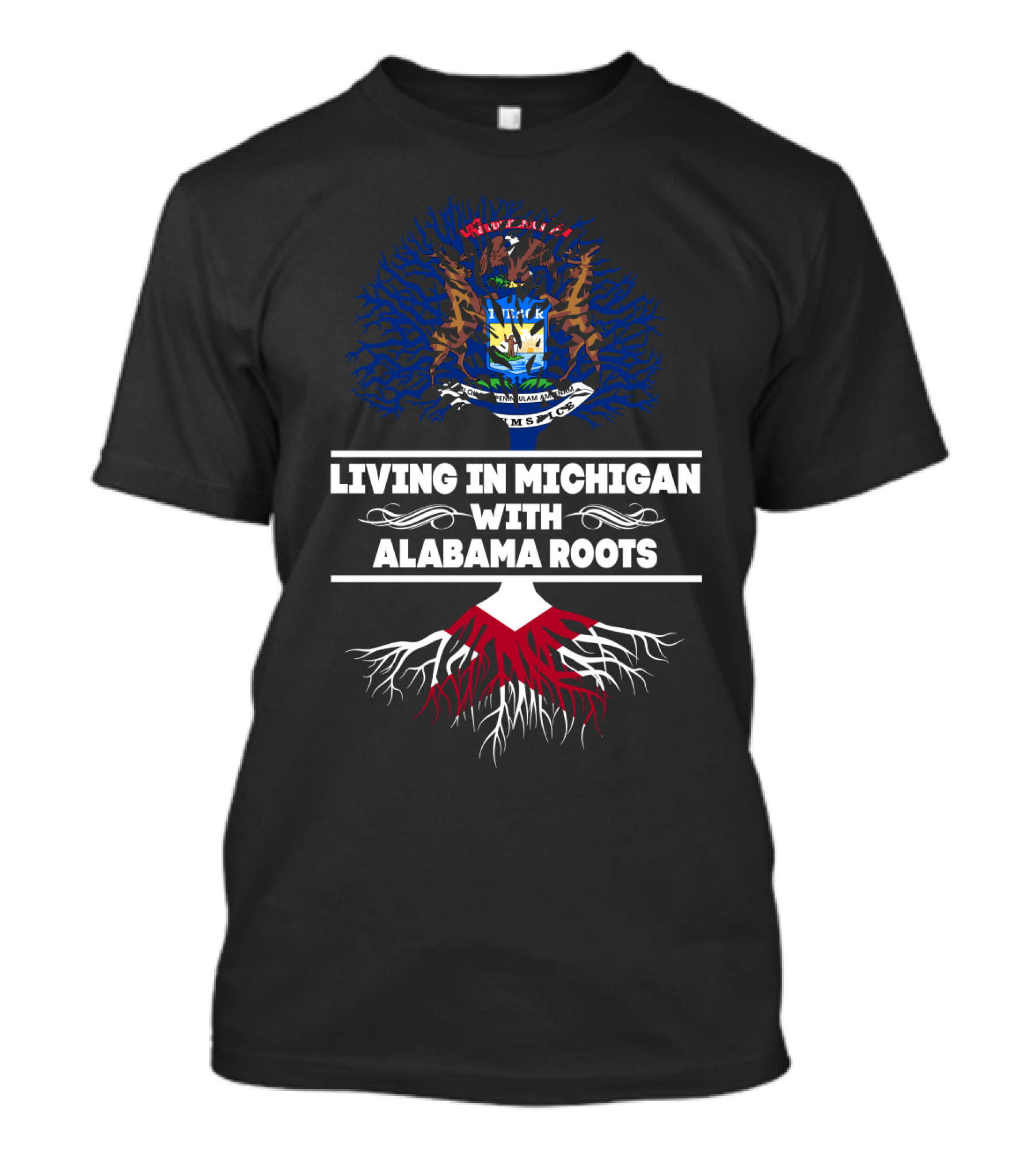 Michigan State Seal Emblem With Alabama Roots T-Shirt