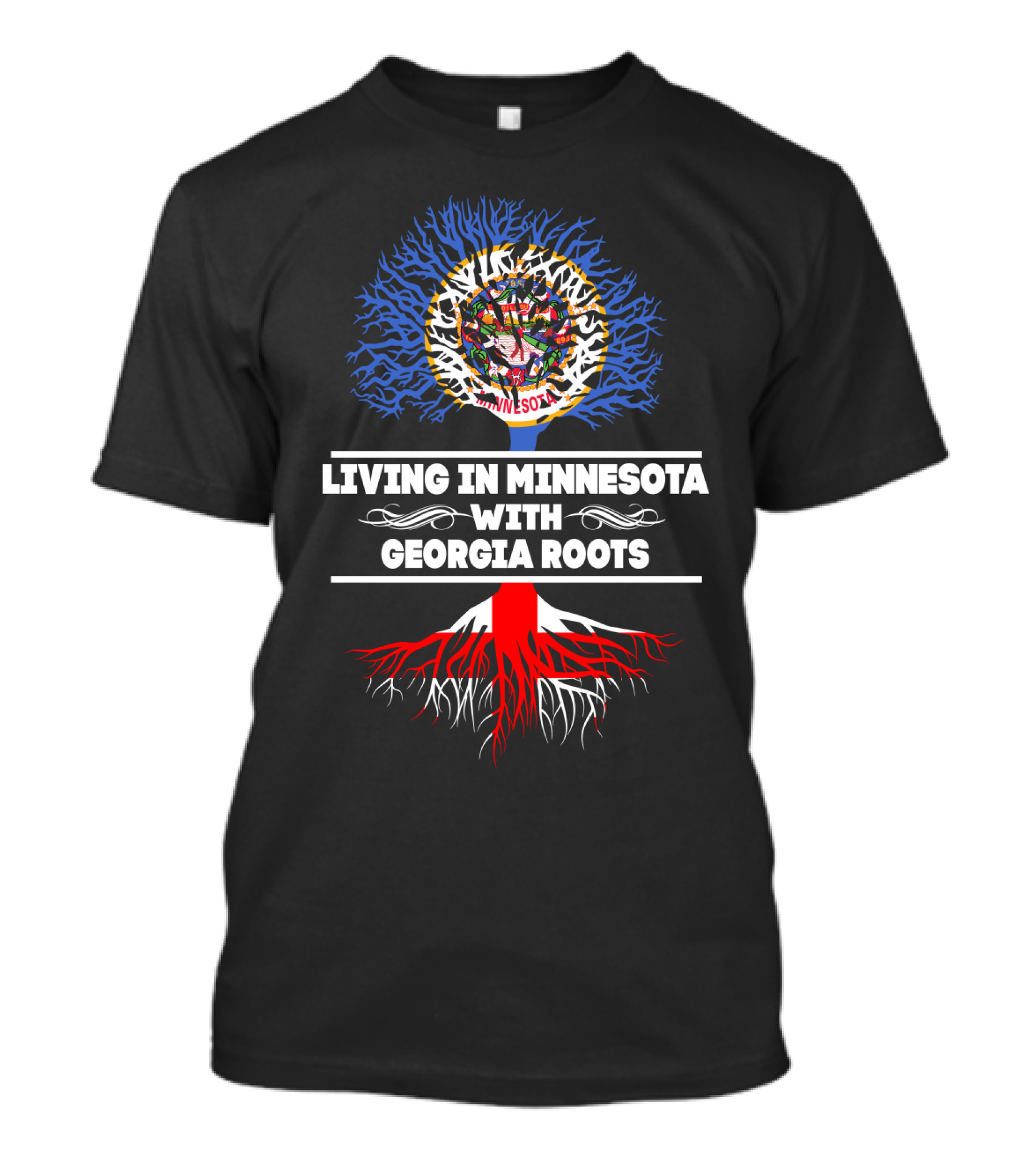 Minnesota Pride With Georgia Heritage Tree Art Featuring State Seals T-Shirt